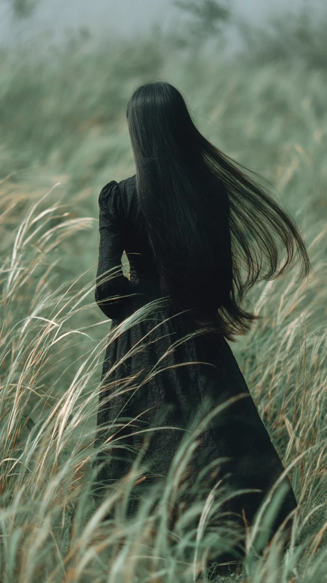 Midjourney Long Black Hair Grassland: v5.2 vs v6.1 vs v7.0 - v7.0 - Image 2