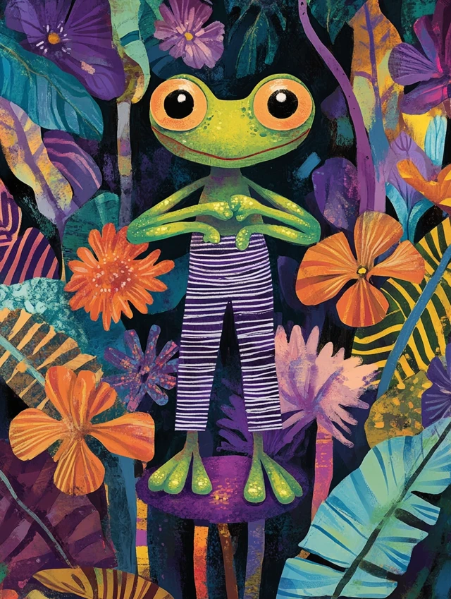Oliver Jeffers AI Frog Art: Midjourney v5.2-v7 Comparison - v6.1 - Image 2