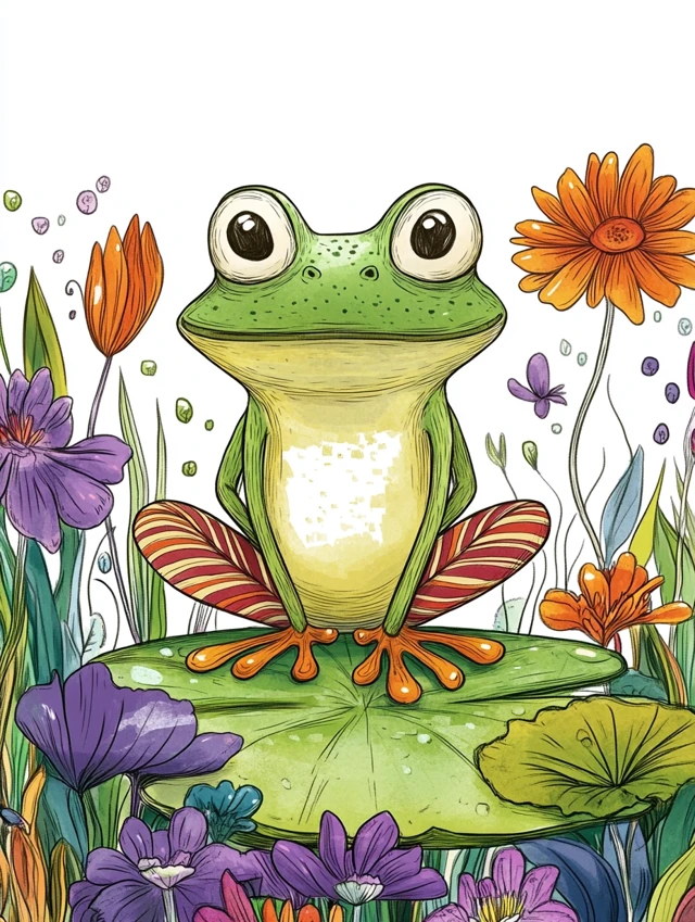 Oliver Jeffers AI Frog Art: Midjourney v5.2-v7 Comparison - v6.1 - Image 4