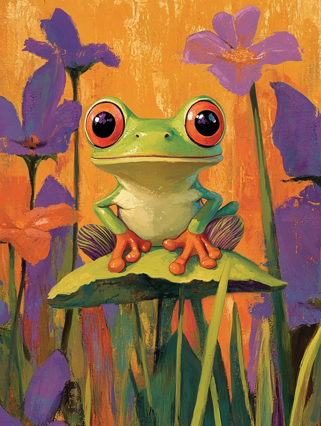 Oliver Jeffers AI Frog Art: Midjourney v5.2-v7 Comparison - v6.1 - Image 3