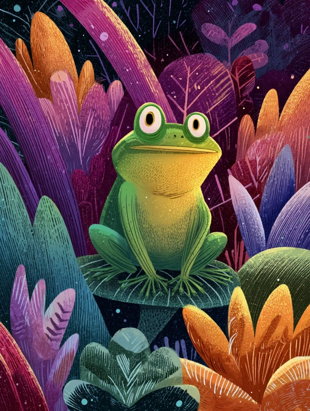 Oliver Jeffers AI Frog Art: Midjourney v5.2-v7 Comparison - v7.0 - Image 1