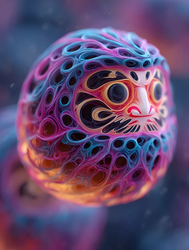 Psychedelic Daruma Doll AI Art: Midjourney v5-v7 Tested - v7.0 - Image 4