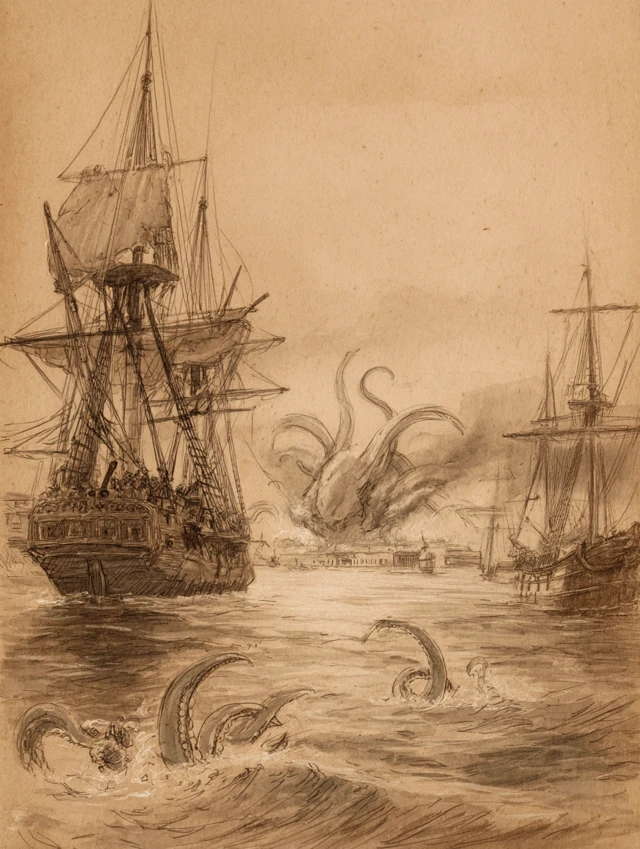 Comparing MidJourney’s Sepia Lovecraftian Horror Art Evolution - v7.0 - Image 3