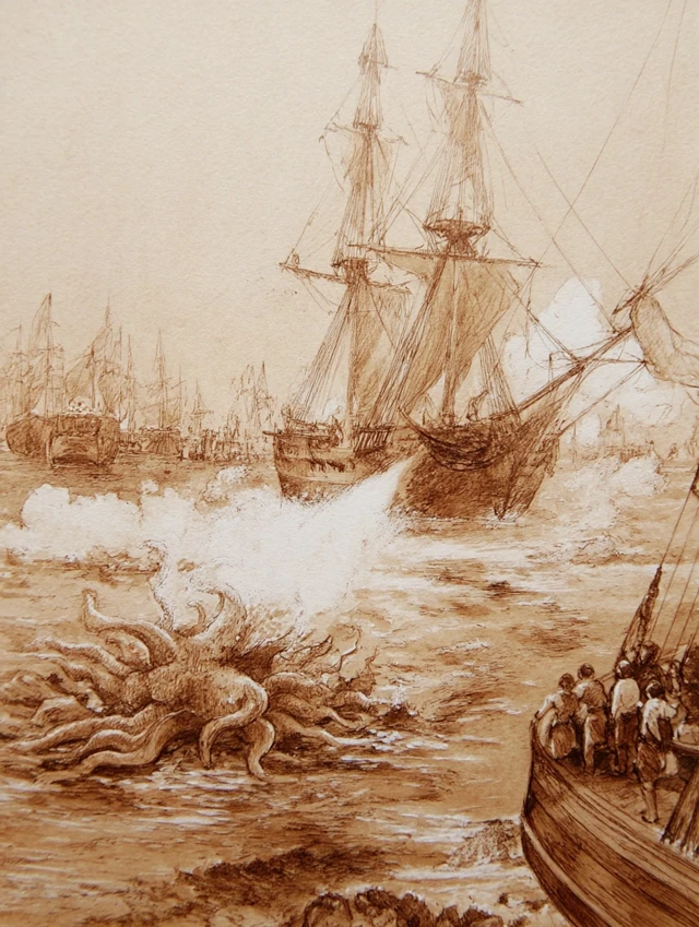 Comparing MidJourney’s Sepia Lovecraftian Horror Art Evolution - v7.0 - Image 4