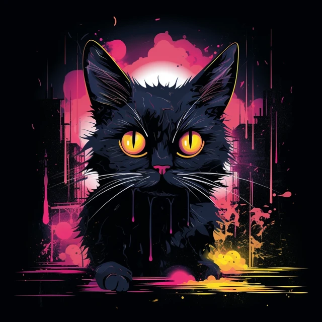 MidJourney Street Art Cat T-Shirt Design Showdown - v5.2 - Image 3