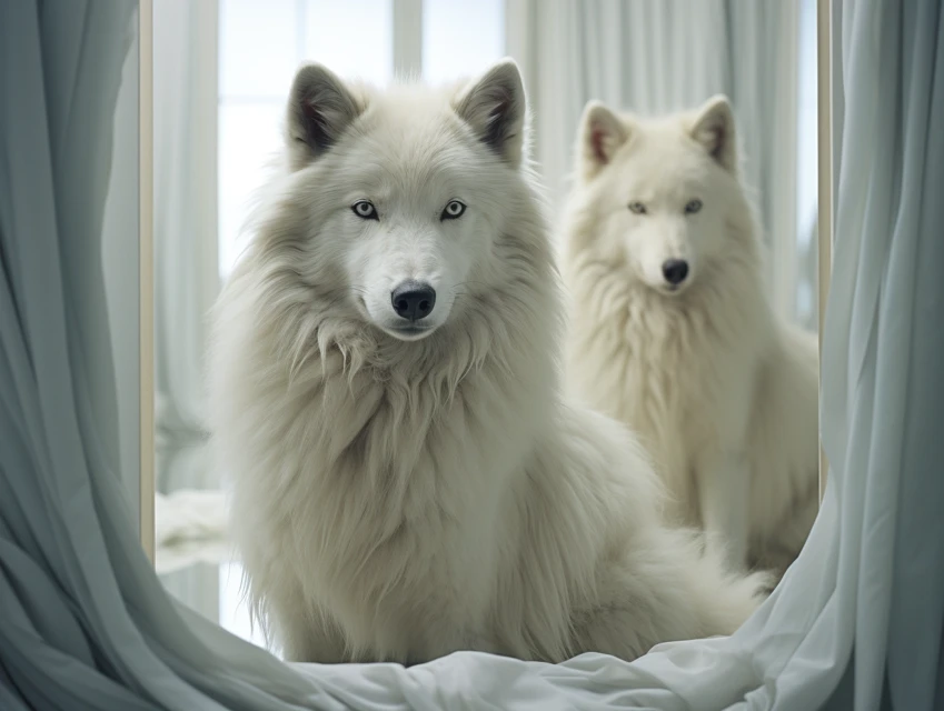 Midjourney Surreal Wolf Mirror Encounters: v5.2-v7 Art - v5.2 - Image 2
