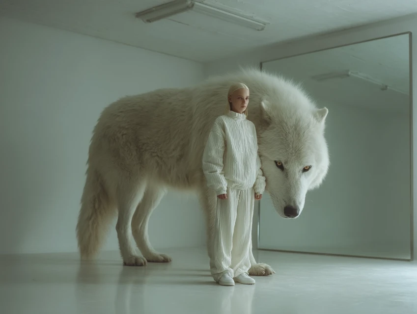 Midjourney Surreal Wolf Mirror Encounters: v5.2-v7 Art - v7.0 - Image 4