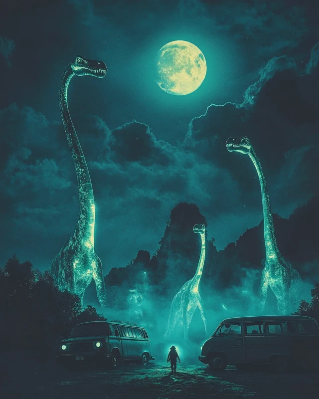 Luminous Dinosaur Night Scenes: Midjourney v5.2 to v7.0 - v6.1 - Image 2