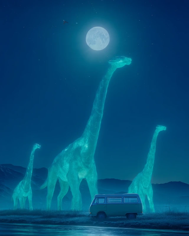 Luminous Dinosaur Night Scenes: Midjourney v5.2 to v7.0 - v7.0 - Image 4