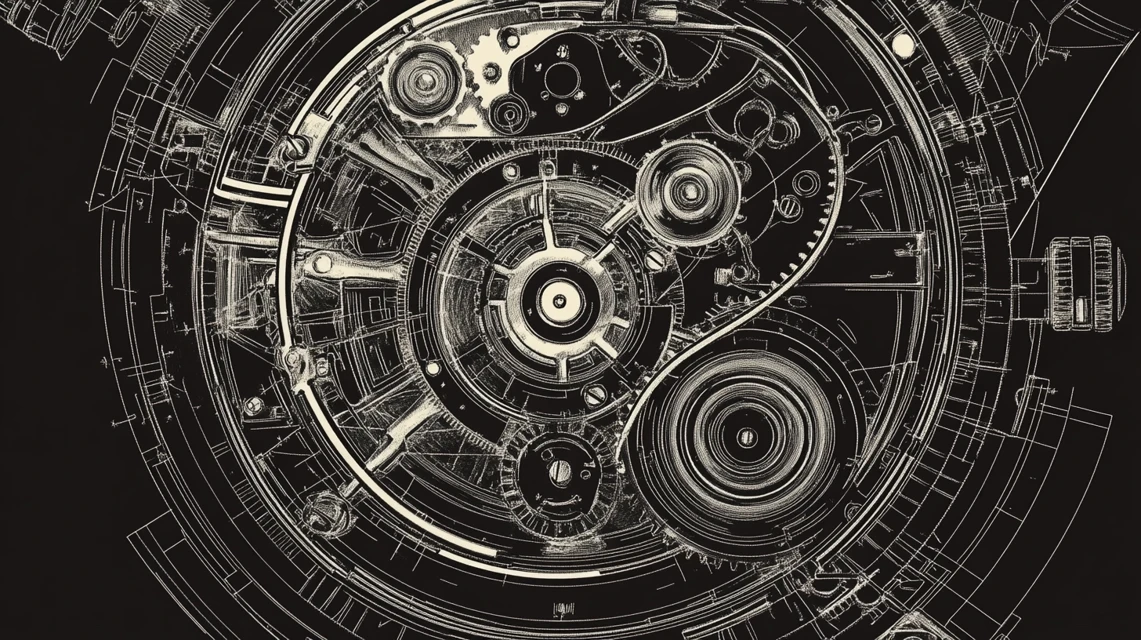 MidJourney Comparison: Mechanical Watch Blueprint Art - v6.1 - Image 3