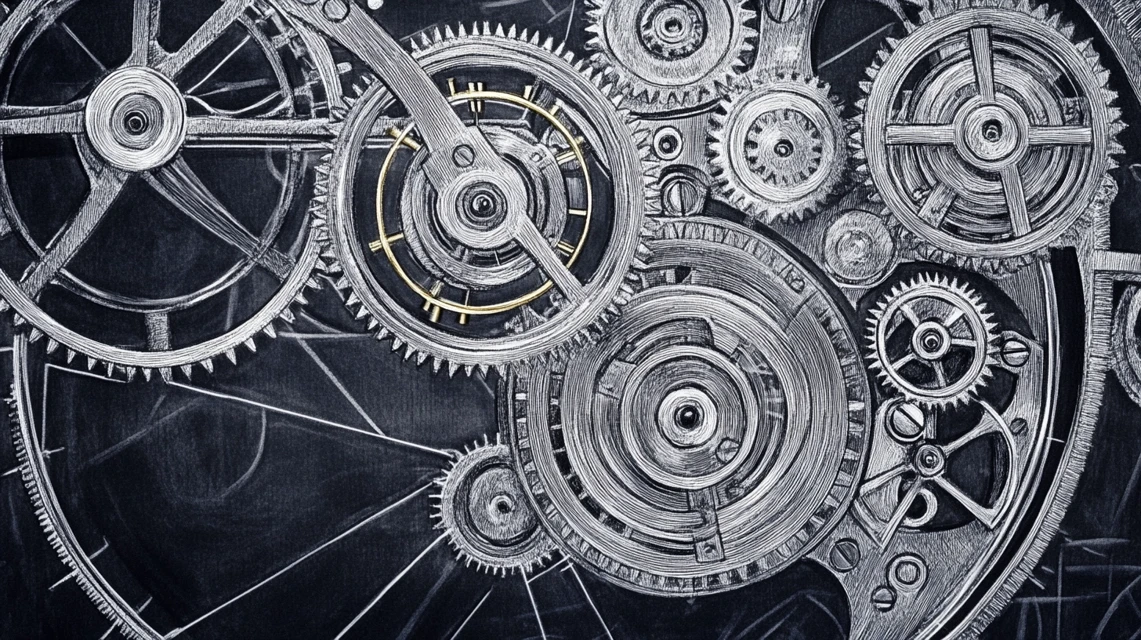 MidJourney Comparison: Mechanical Watch Blueprint Art - v6.1 - Image 2