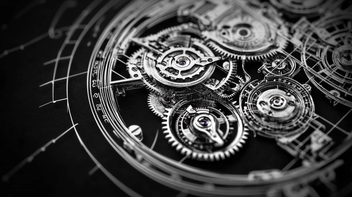 MidJourney Comparison: Mechanical Watch Blueprint Art - v6.1 - Image 4