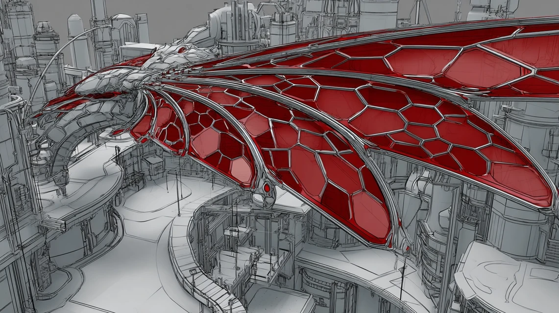 MidJourney Evolution: 3D Biomechanical Wing City Models - v7.0 - Image 4
