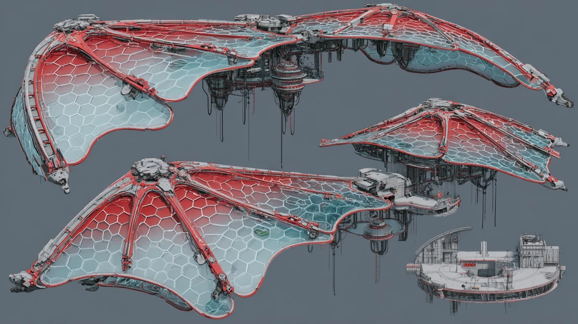 MidJourney Evolution: 3D Biomechanical Wing City Models - v7.0 - Image 3