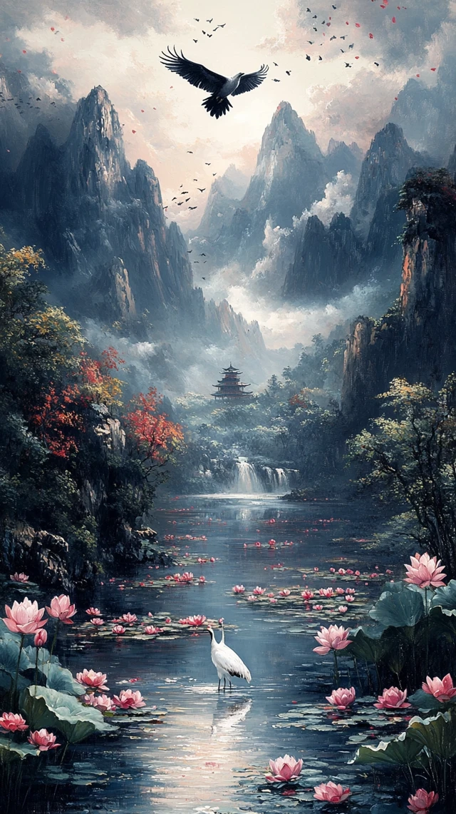 MidJourney Evolution: Chinese Landscape Art Comparison - v6.1 - Image 4