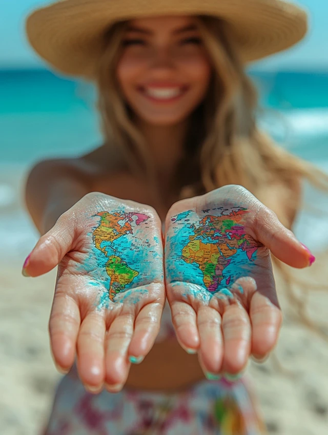 MidJourney Evolution: World Map Hand Art Photography - v6.1 - Image 1