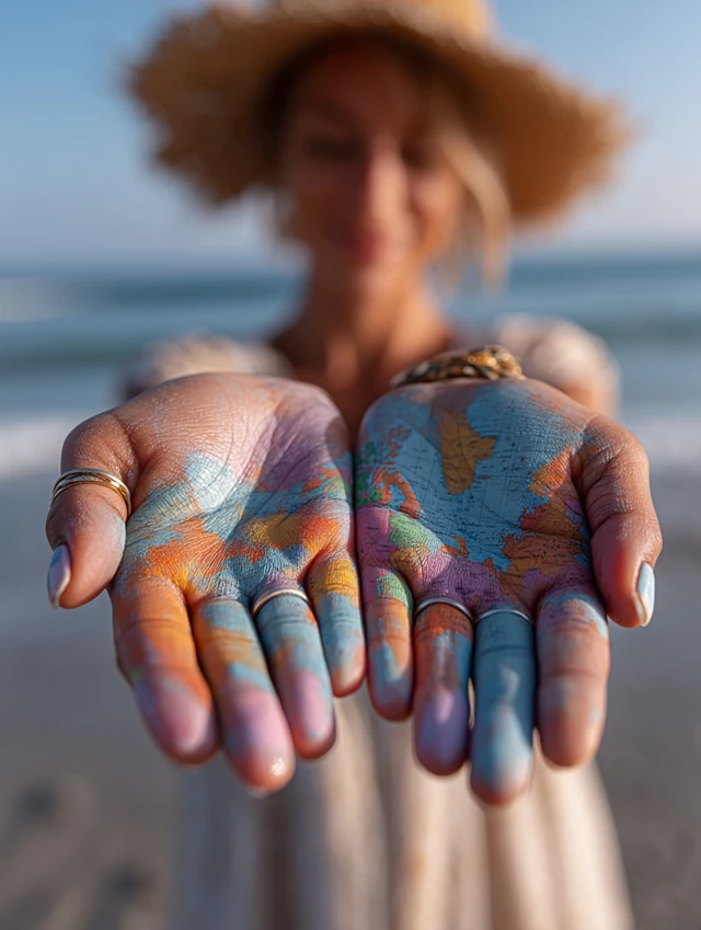 MidJourney Evolution: World Map Hand Art Photography - v7.0 - Image 2