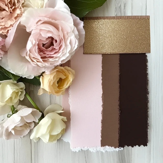 Stunning Chocolate Blush Gold Wedding Palette Ideas (Midjourney) - v6.1 - Image 2