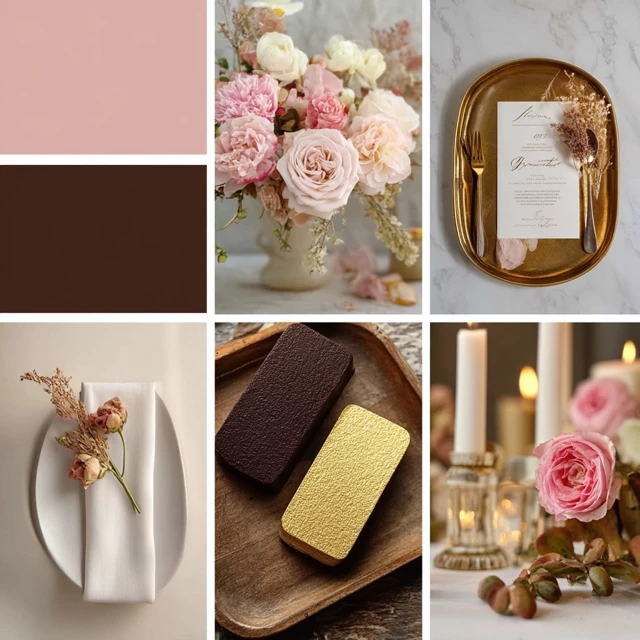 Stunning Chocolate Blush Gold Wedding Palette Ideas (Midjourney) - v7.0 - Image 3