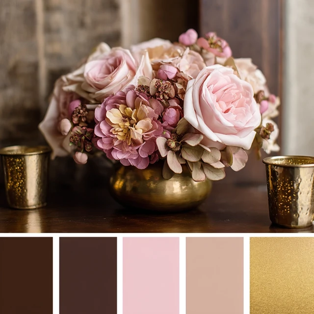 Stunning Chocolate Blush Gold Wedding Palette Ideas (Midjourney) - v7.0 - Image 4
