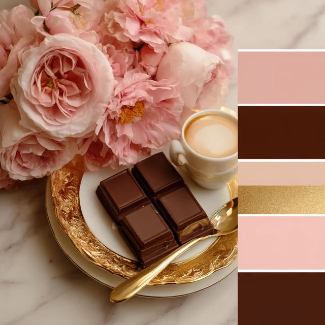 Stunning Chocolate Blush Gold Wedding Palette Ideas (Midjourney) - v7.0 - Image 2