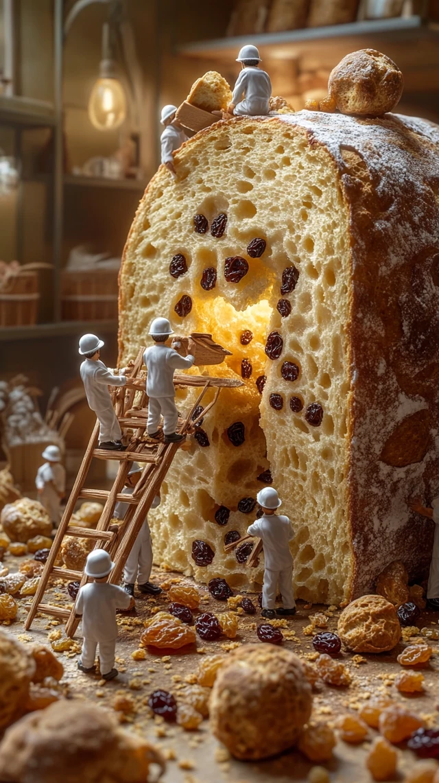 MidJourney Versions Compare: Panettone Construction Scene - v6.1 - Image 4