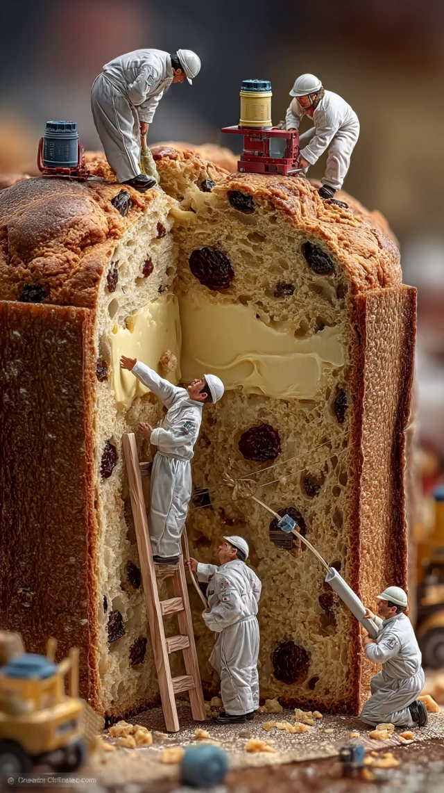 MidJourney Versions Compare: Panettone Construction Scene - v7.0 - Image 4
