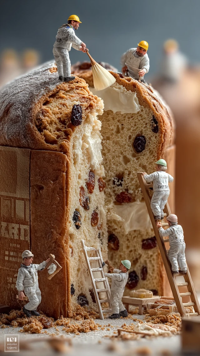 MidJourney Versions Compare: Panettone Construction Scene - v7.0 - Image 2