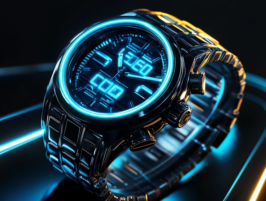 Midjourney: Futuristic Neon Digital Watch Design Showdown - v6.1 - Image 2
