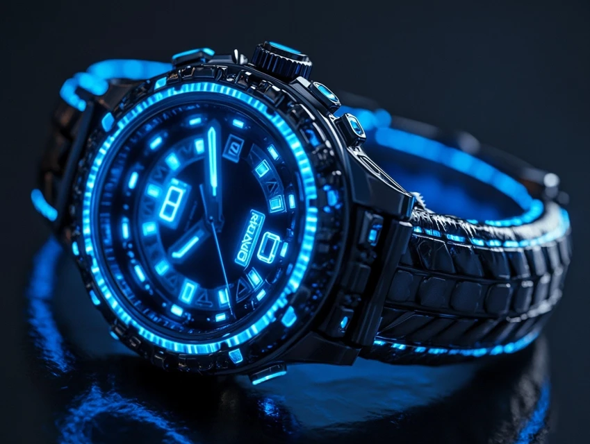 Midjourney: Futuristic Neon Digital Watch Design Showdown - v6.1 - Image 1