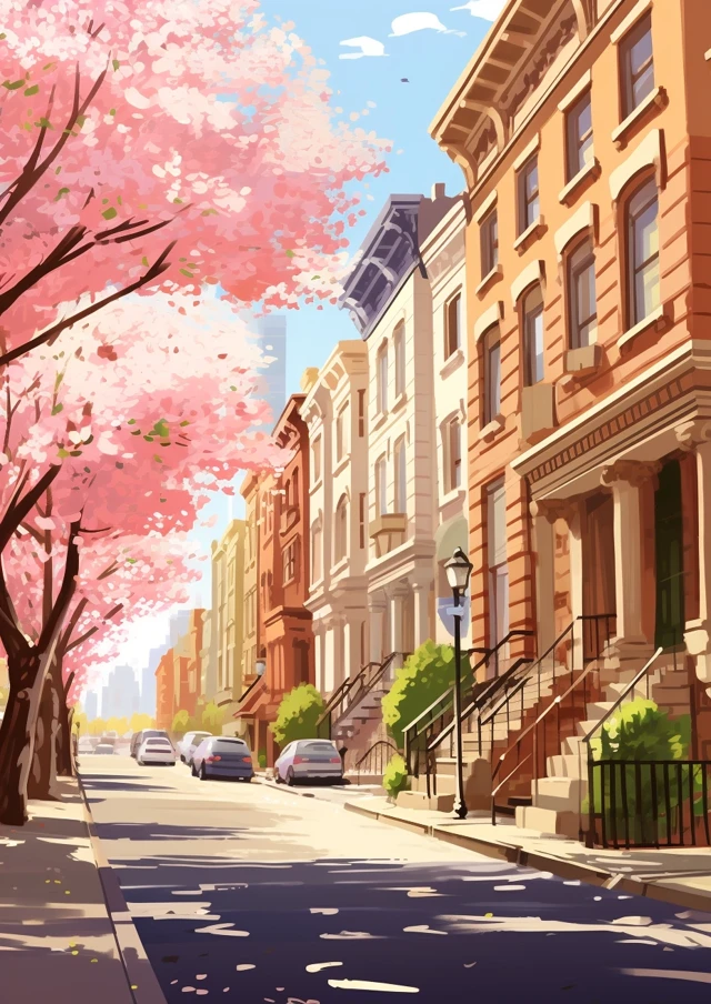 Whimsical NYC Spring Illustration Midjourney: v5.2-v7.0 - v5.2 - Image 1