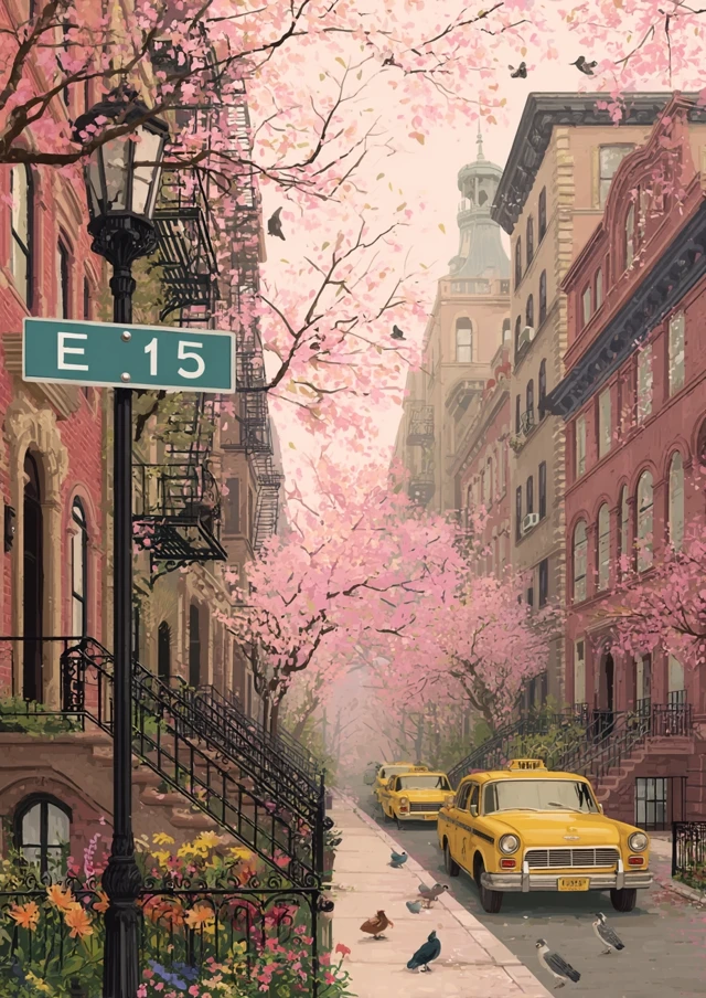 Whimsical NYC Spring Illustration Midjourney: v5.2-v7.0 - v7.0 - Image 3