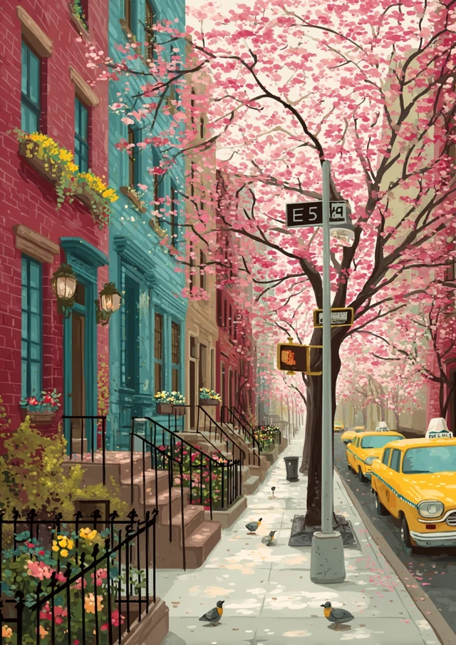 Whimsical NYC Spring Illustration Midjourney: v5.2-v7.0 - v7.0 - Image 1