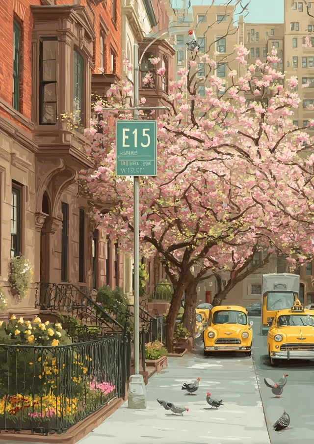 Whimsical NYC Spring Illustration Midjourney: v5.2-v7.0 - v7.0 - Image 2