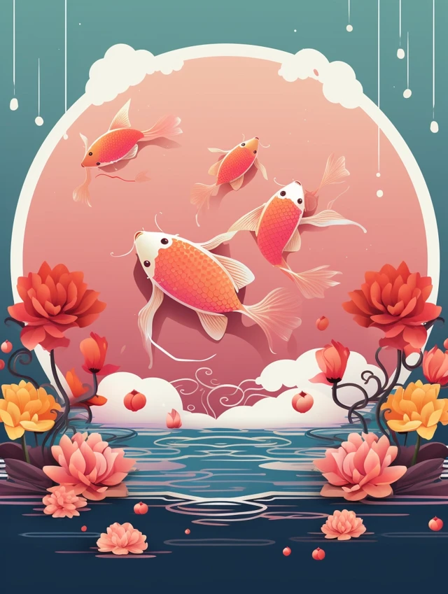 Midjourney: Best Chinese Koi Fish Illustration v5.2-v7.0 - v5.2 - Image 3