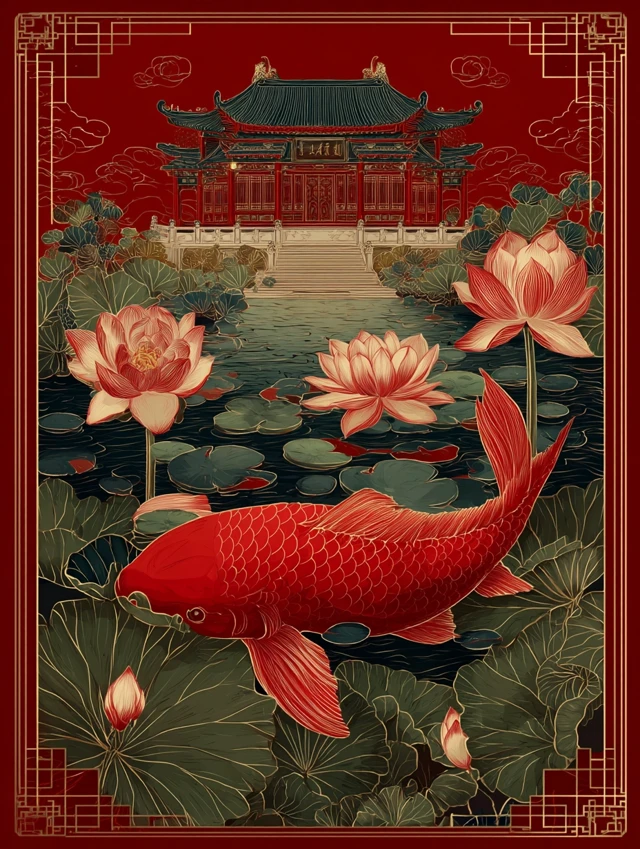 Midjourney: Best Chinese Koi Fish Illustration v5.2-v7.0 - v7.0 - Image 2