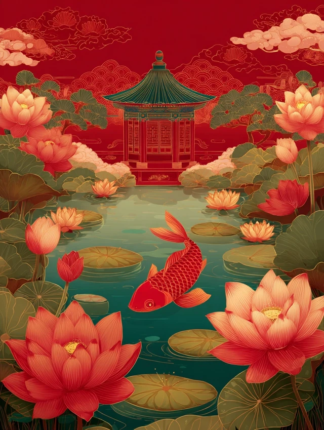 Midjourney: Best Chinese Koi Fish Illustration v5.2-v7.0 - v7.0 - Image 3