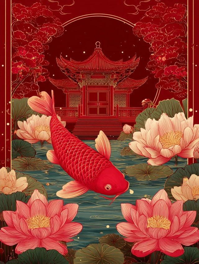 Midjourney: Best Chinese Koi Fish Illustration v5.2-v7.0 - v7.0 - Image 4