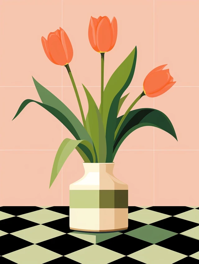 Midjourney Dopamine Decor Illustrations: v5.2-v7.0 Tulip Test - v5.2 - Image 3