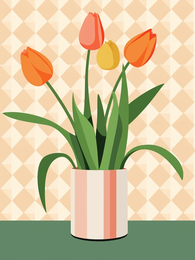 Midjourney Dopamine Decor Illustrations: v5.2-v7.0 Tulip Test - v5.2 - Image 2