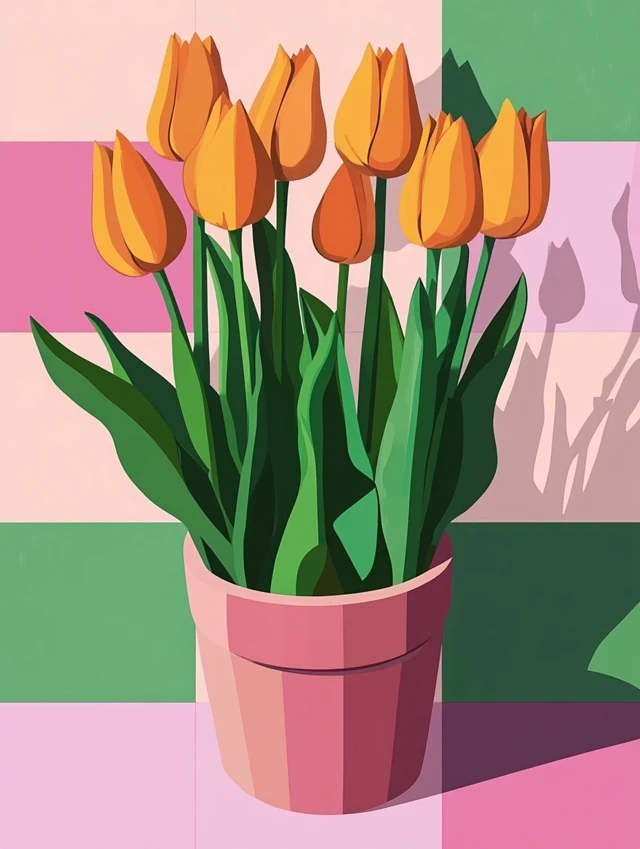 Midjourney Dopamine Decor Illustrations: v5.2-v7.0 Tulip Test - v6.1 - Image 1