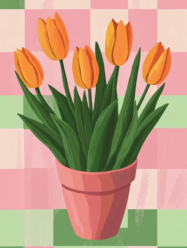 Midjourney Dopamine Decor Illustrations: v5.2-v7.0 Tulip Test - v6.1 - Image 3