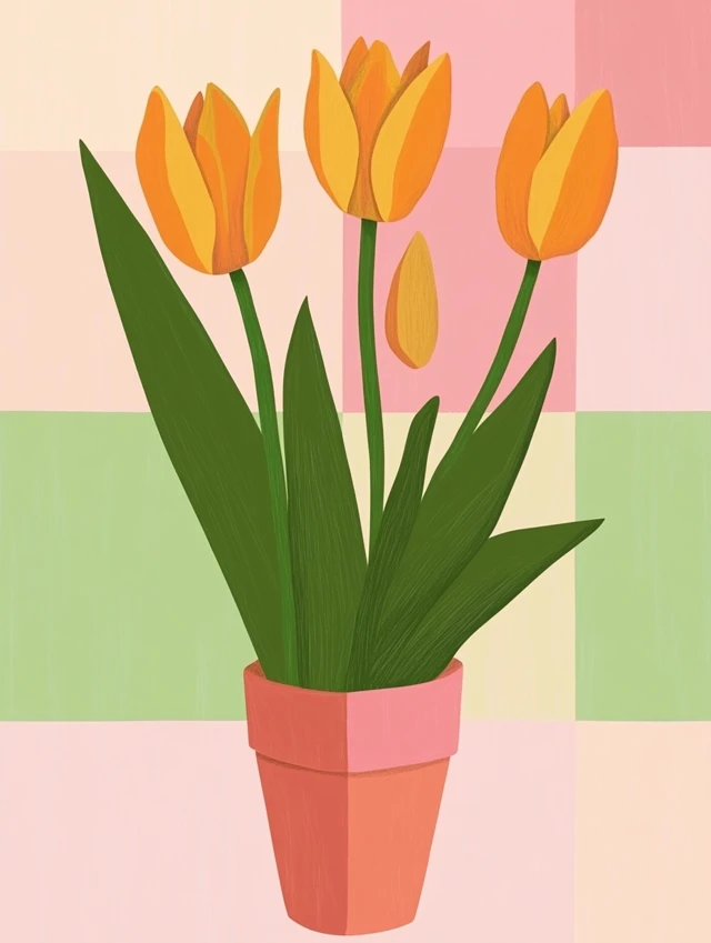 Midjourney Dopamine Decor Illustrations: v5.2-v7.0 Tulip Test - v6.1 - Image 4