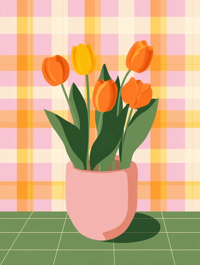 Midjourney Dopamine Decor Illustrations: v5.2-v7.0 Tulip Test - v7.0 - Image 1
