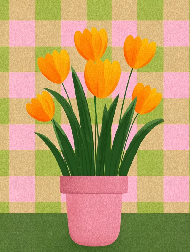 Midjourney Dopamine Decor Illustrations: v5.2-v7.0 Tulip Test - v7.0 - Image 4