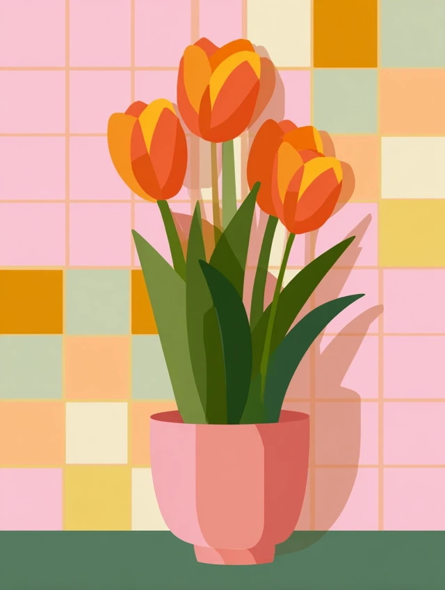 Midjourney Dopamine Decor Illustrations: v5.2-v7.0 Tulip Test - v7.0 - Image 2
