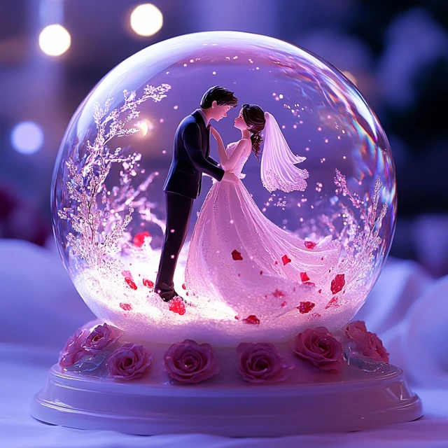 Midjourney Romantic Snowglobe Generation: v5.2 vs v6.1 vs v7.0 - v6.1 - Image 3