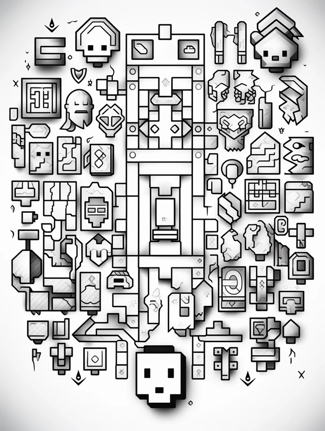 Pixel Art Game Icon Coloring Pages: Midjourney v7 Best? - v5.2 - Image 3