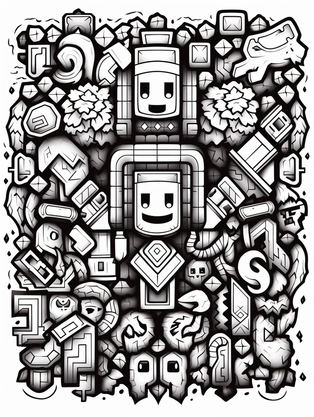Pixel Art Game Icon Coloring Pages: Midjourney v7 Best? - v5.2 - Image 2