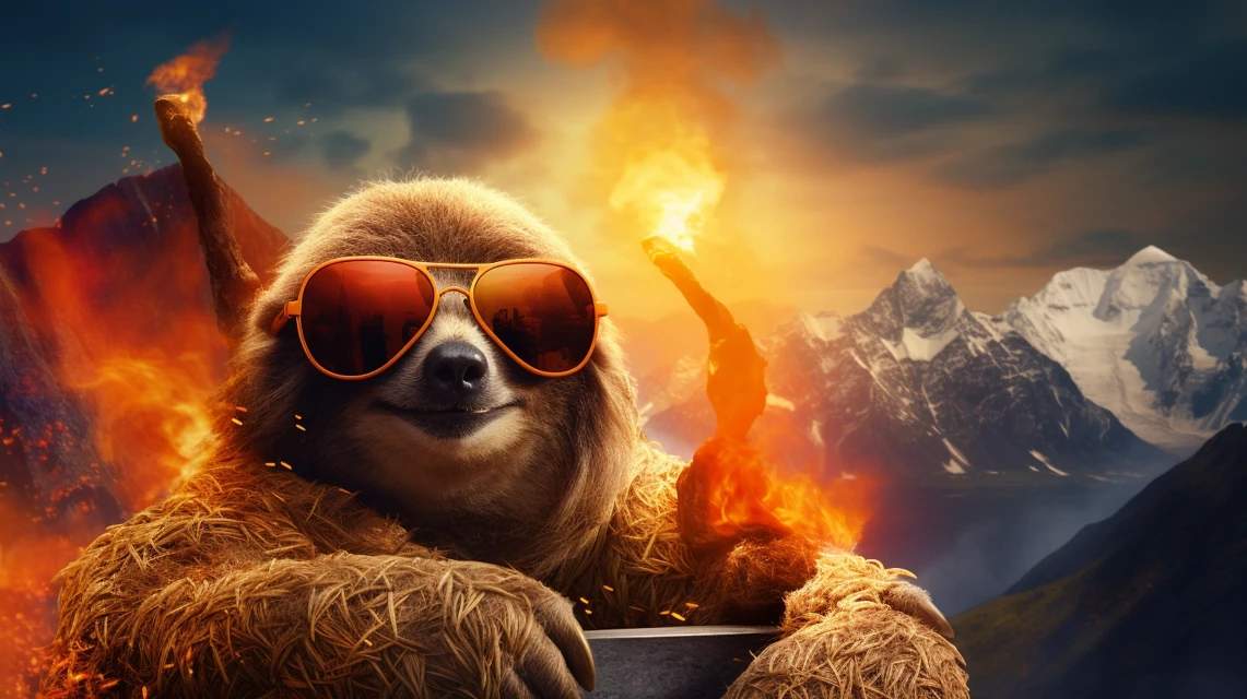 MidJourney v7 vs v6.1 vs v5.2: Cool Sloth Volcano Showdown - v5.2 - Image 3